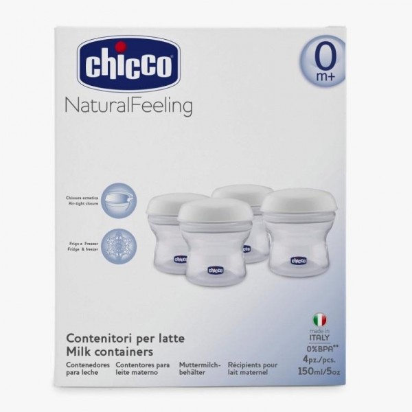 CHICCO NATURAL FEEL CONTENEDORES PARA LECHE 4 UDS