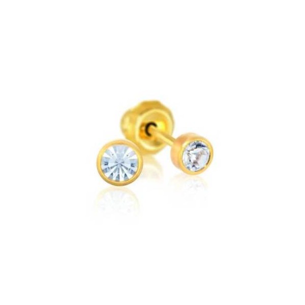 Inverness Pendiente 24k 41c Solitario Bisel Cristal 3 mm